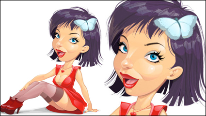 Cartoon mujer ilustrador 03 - vector de material