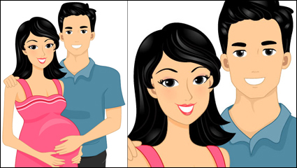 Cartoon madres embarazadas 01 - vector de material