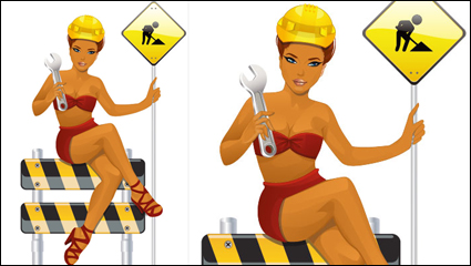 Trabajadores belleza sexy 01 - vector de material