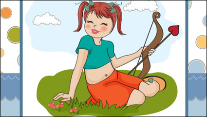 Niña de dibujos animados tarjeta de 01 - vector de material