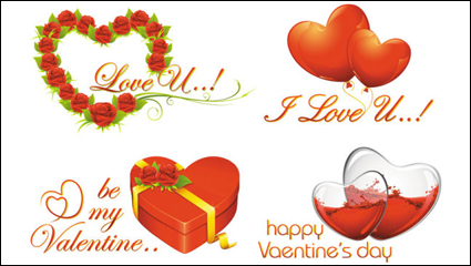 Elemento romntico Valentine vector material -02