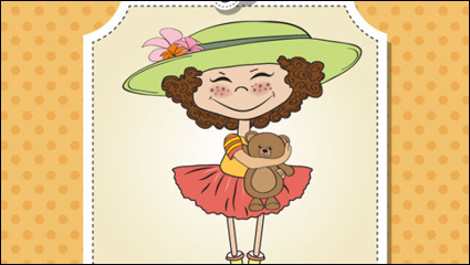 Cartoon tarjeta de chica 03 - vector de material