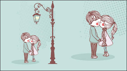 La linda pareja Illustrator 01 - vector de material