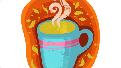 Historieta pegatinas taza de caf 02 - vector de material