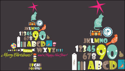 Caricatura de Navidad elementos del rbol 02 - vector de material
