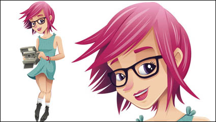 Niñas de dibujos animados 03 - vector de material