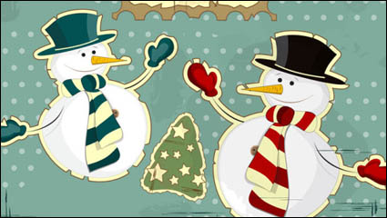 Muñeco de nieve pintura decorativa 03 - vector