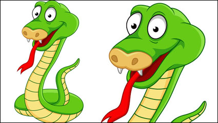 Pintados a mano, serpiente de dibujos animados 05 - vector de material