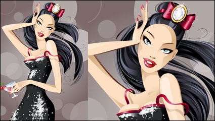 Cartoon sexy mujer hermosa 01 - vector de material