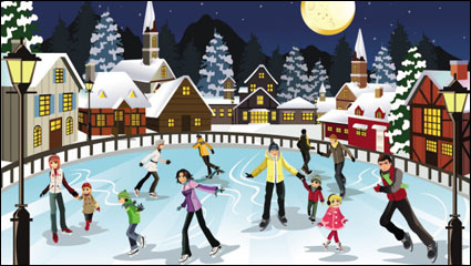 El escenario de la Navidad ilustrador 04 - vector de material