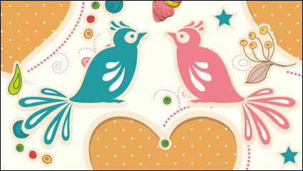 Amor aves de dibujos animados patrn 05 - vector de material
