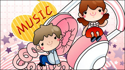 Cartoon Music ilustrador 05 - vector de material