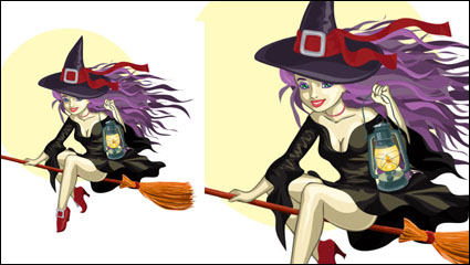 Bruja de dibujos animados 01 - vector de material
