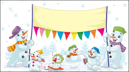 Historieta de la Navidad del muñeco de nieve 01 - vector de material
