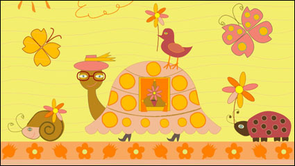 Cartoon ilustracin de fondo 01 - vector de material