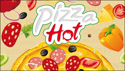 Cartoon pizza de 04 - vector de material