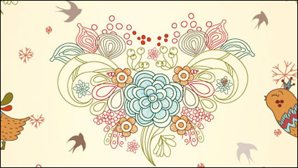 Amor aves de dibujos animados patrn 03 - vector de material