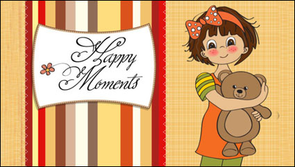 Tarjeta de dibujos animados chica 02 - vector de material