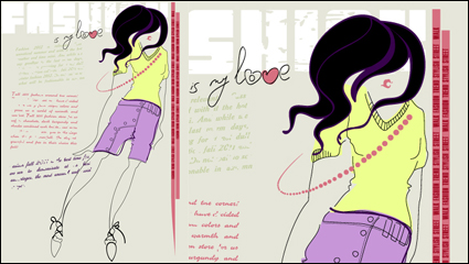 Chicas ilustrador de moda 02 - vector de material