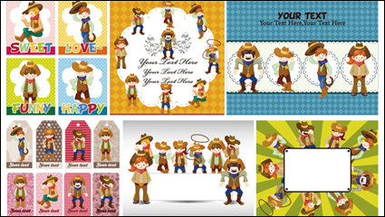 Descarga vector lindo etiqueta de dibujos animados