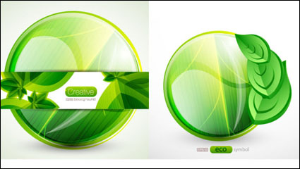 El verde frondoso etiquetas vector de material