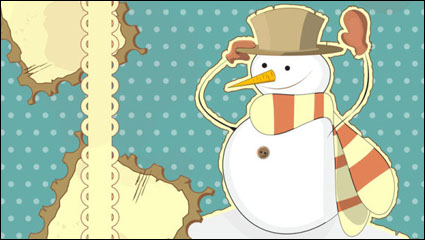 Muñeco de nieve pintura decorativa 01 - vector de material