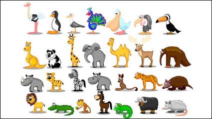 Animales lindos de la historieta 01 - vector de material