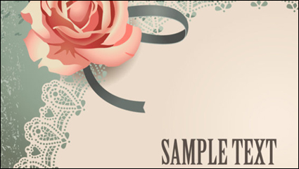 Vintage Roses Card texto de la plantilla vector de material -1