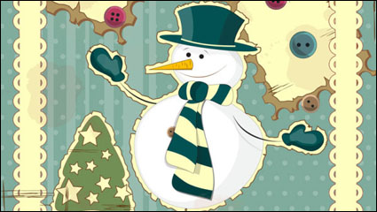 Snowman pintura decorativa 02 - vector de material