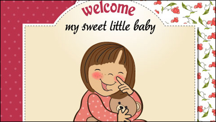 Cartoon tarjeta de beb 01 - vector de material