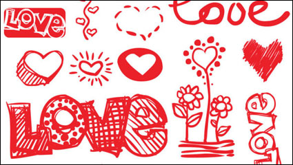 Pintado a mano rojo del corazn - vector de material