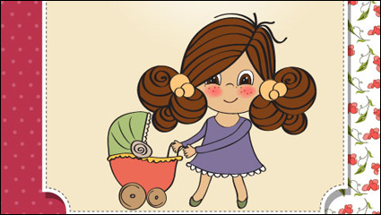 Tarjeta linda chica 04 - vector de material