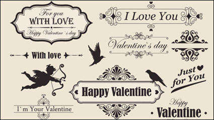 El da de San Valentn elementos de encaje del da - vector de material