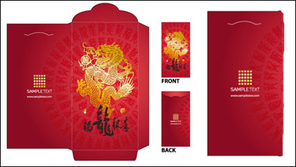 Año del dragn rojo plantilla de sobre 01 - vector de material