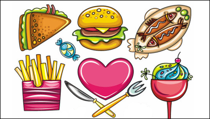 Los 01 alimentos de dibujos animados - vector de material