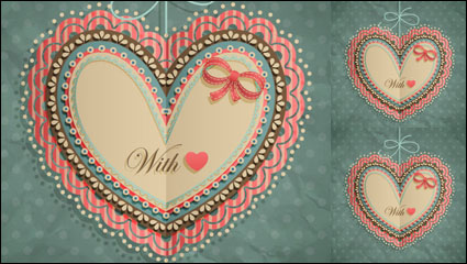 Da de San Valentn en forma de corazn etiqueta 02 - vector de material