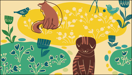 Modelo lindo lnea arte del gato 02 - vector de material