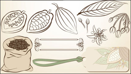 Una fina lnea emitida el cacao en grano - Vector