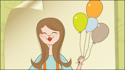 Cute dibujos animados ilustrador 01 - vector de material