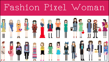 Personaje de dibujos animados pixel art 04 - vector de material