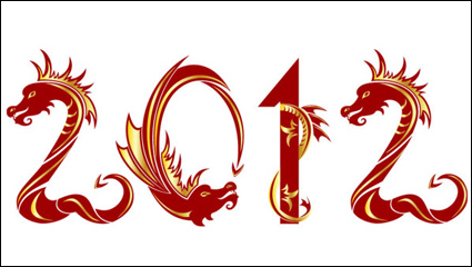 2012 Año del diseño creativo del dragn 04 - vector de material
