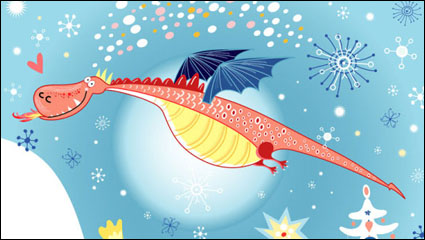 Dinosaurio ilustracin de dibujos animados de fondo 04 - vector de material