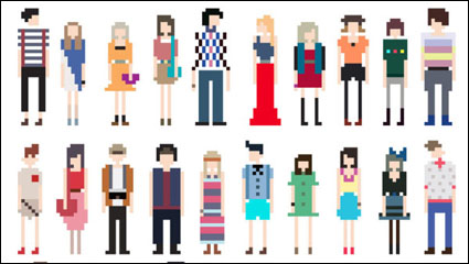 Personaje de dibujos animados pixel art 03 - vector de material