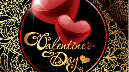 Retro tarjeta de San Valentn 01 - vector de material