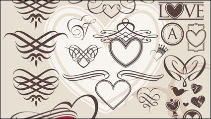 De estilo europeo en forma de corazn vector material lneas