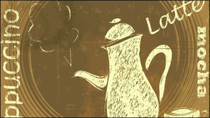Line Retro coffee art 01 - vector de material