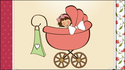 Tarjeta de beb de dibujos animados 02 - vector de material