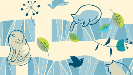 Arte del modelo del gato lindo Line 01 - vector de material