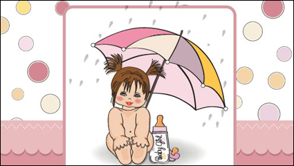 Tarjeta linda chica 01 - vector de material