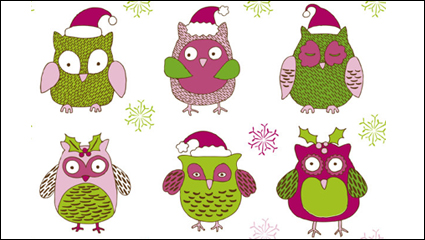 Modelo del bho de dibujos animados de Navidad 01 - vector de material